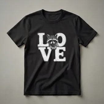 Raccoon Love Sketch Graphic T-Shirt for Wildlife Enthusiasts