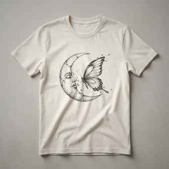 Crescent Moon Butterfly Graphic T-Shirt for Nature Lovers