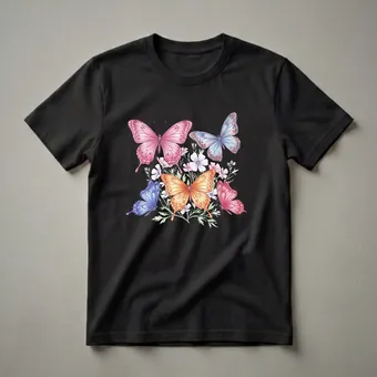 Colorful Butterfly Sketch Graphic T-Shirt for Nature Lovers