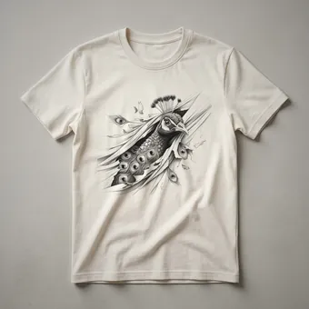 Peacock Peeking Graphic Art T-Shirt for Bird Lovers
