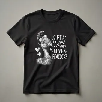 Just A Girl Who Loves Peacocks Graphic T-Shirt for Bird Lovers