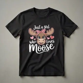 Cute Moose Lover Graphic T-Shirt for Girls and Women