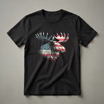 American Flag Moose Graphic T-Shirt for Patriotic Men and Women