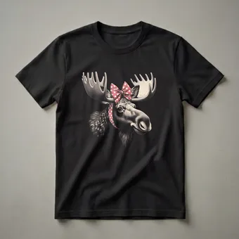 Whimsical Moose Portrait Graphic T-Shirt for Wildlife Lovers