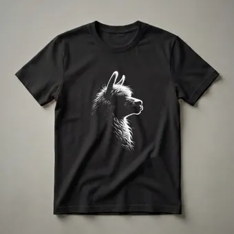 Llama Alpaca Stippled Portrait Graphic T-Shirt for Wildlife Lovers
