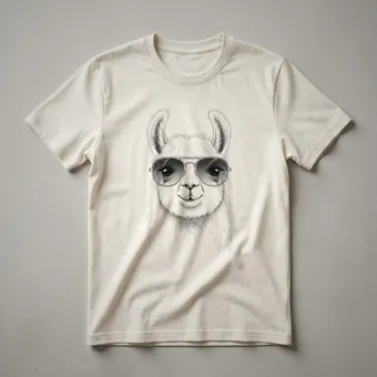Llama with Sunglasses Sketch Graphic T-Shirt for Alpaca Lovers