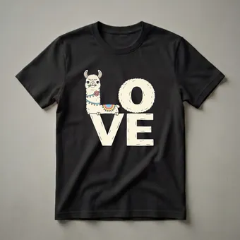 Cute Llama 'LOVE' Graphic T-Shirt for Animal Lovers