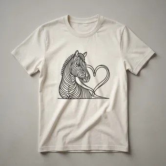 Zebra Line Art Heart Graphic T-Shirt for Wildlife Lovers