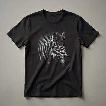 Zebra Head Scratchboard Drawing Graphic T-Shirt for Wildlife Lovers