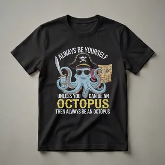 Pirate Octopus Graphic T-Shirt for Ocean Lovers and Marine Life Fans