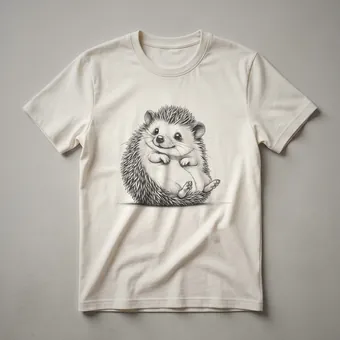 Cute Hedgehog Sitting Woodland Wildlife Graphic T-Shirt for Kids