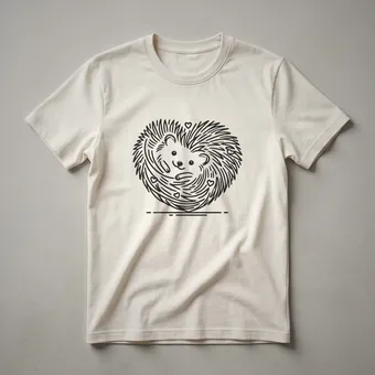 Cute Hedgehog Line Art T-Shirt for Woodland Wildlife Lovers