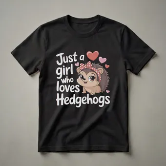 Cute Hedgehog Graphic T-Shirt for Girls Who Love Animals