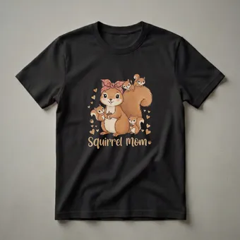 Cute Squirrel Mom with Babies Graphic T-Shirt for Women