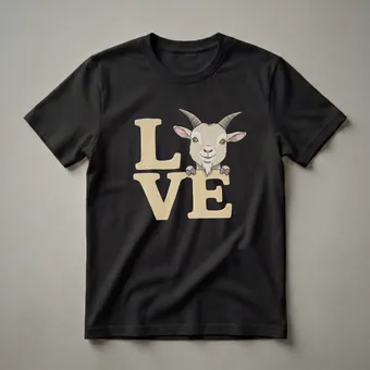 Goat Lover Graphic T-Shirt with 'LOVE' Art Design