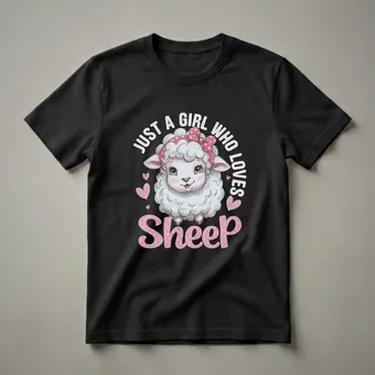 Cute Sheep Graphic T-Shirt for Girls Who Love Sheep