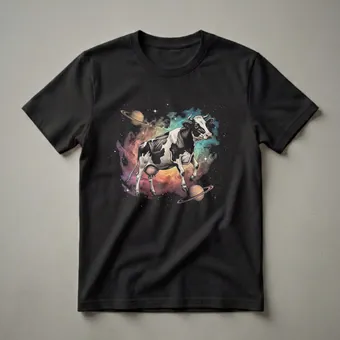 Cosmic Cow Galaxy Graphic T-Shirt for Space and Cow Enthusiasts