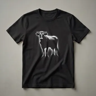 Striking Cow Stippling Graphic T-Shirt for Farm and Animal Lovers