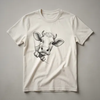 Cute Peeking Cow Graphic T-Shirt for Animal Lovers
