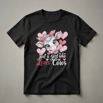 Cute Cow Lover Graphic T-Shirt for Girls Who Adore Cows
