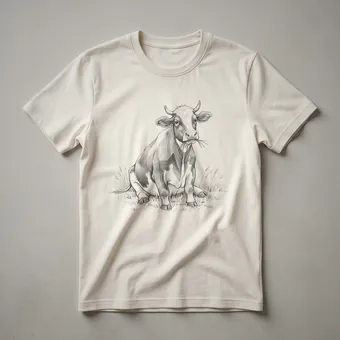 Cute Cow Nature Scene Graphic T-Shirt for Animal Lovers