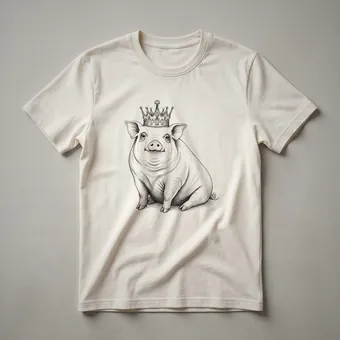 Cute Pig Wearing a Crown Graphic T-Shirt for Farm Animal Lovers