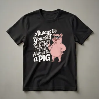 Always Be a Pig Funny Cartoon Pig Sunglasses T-Shirt for Pig Lovers