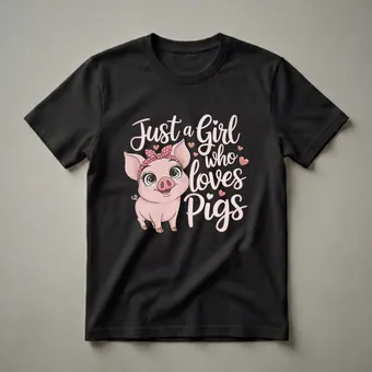 Just a Girl Who Loves Pigs Cute Piglet Graphic T-Shirt for Pig Fans
