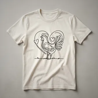 Chicken Love Heart Line Art Graphic T-Shirt for Poultry Owners