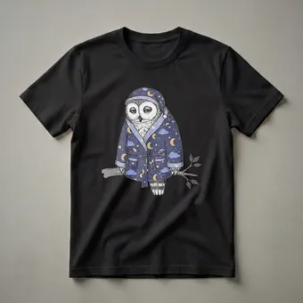 Funny Sleepy Owl in Pajamas Graphic T-Shirt for Night Owls