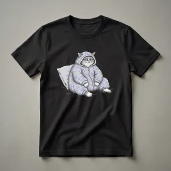 Grumpy Sleepy Cat Pajama Graphic T-Shirt for Cat Lovers