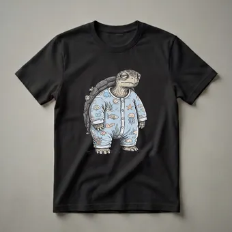 Funny Sleepy Turtle Pajama Graphic T-Shirt for Kids and Adults