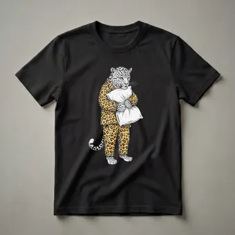 Sleepy Leopard Pajama Graphic T-Shirt for Animal Lovers