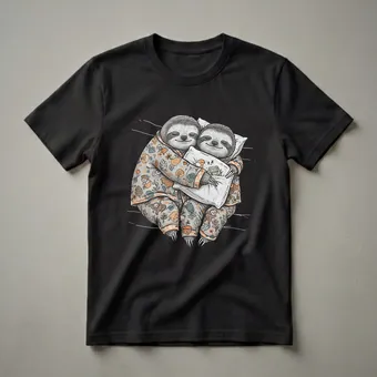 Sleepy Sloth Pajama Graphic T-Shirt for Lovers of Cozy