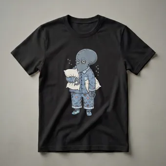 Funny Sleepy Octopus Pajama T-Shirt for Anyone Who Loves Sleep