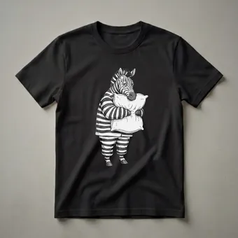 Funny Sleepy Zebra in Pajamas Graphic T-Shirt for Animal Lovers