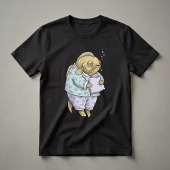 Sleepy Fish Pajama Graphic T-Shirt for Anglers and Fish Lovers