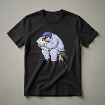 Funny Sleepy Swallow Bird in Pajamas Graphic T-Shirt