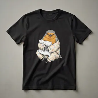 Funny Sleepy Robin Bird in Pajamas Graphic T-Shirt