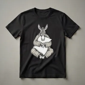 Funny Sleepy Mule in Pajamas Graphic T-Shirt for Animal Lovers