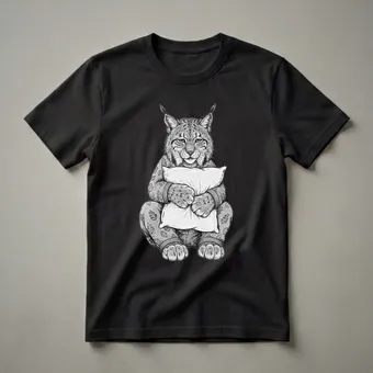 Funny Sleepy Lynx in Pajamas Graphic T-Shirt for Animal Lovers