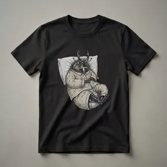 Funny Sleepy Rhinoceros Beetle Pajama Graphic T-Shirt