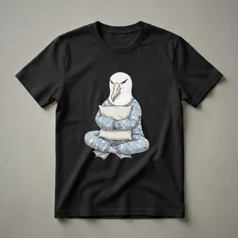 Grumpy Sleepy Albatross in Pajamas Graphic T-Shirt for Bird Lovers