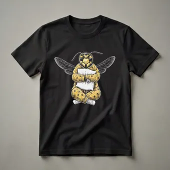 Funny Sleepy Wasp in Pajamas Graphic T-Shirt for Insect Lovers