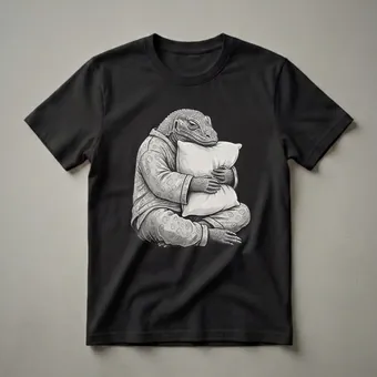 Funny Sleepy Komodo Dragon Graphic T-Shirt for Pajama Lovers