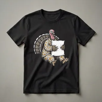 Sleepy Turkey Pajama Graphic T-Shirt for Thanksgiving Fans