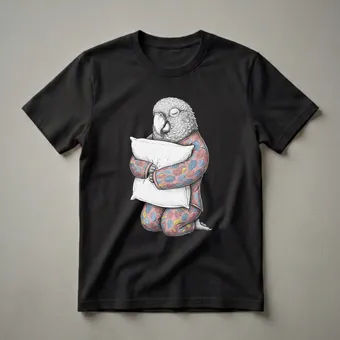 Sleepy Macaw Bird Graphic Pajama T-Shirt for Bird Lovers