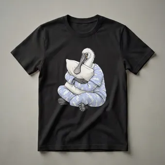 Funny Sleepy Spoonbill Bird Graphic Pajama T-Shirt
