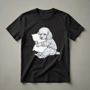 Sleepy Poodle Pajama Graphic T-Shirt for Dog Lovers
