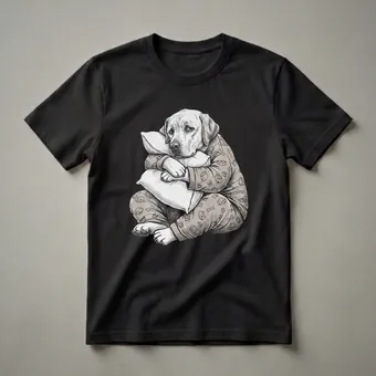 Sleepy Labrador Retriever Pajama Graphic T-Shirt for Dog Lovers